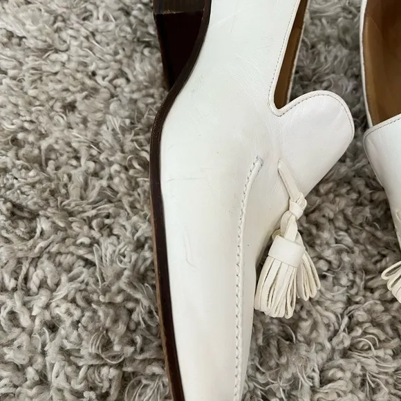 Loewe Women’s White Leather Tassel Loafers Flats Sz 10 - Retail $1000