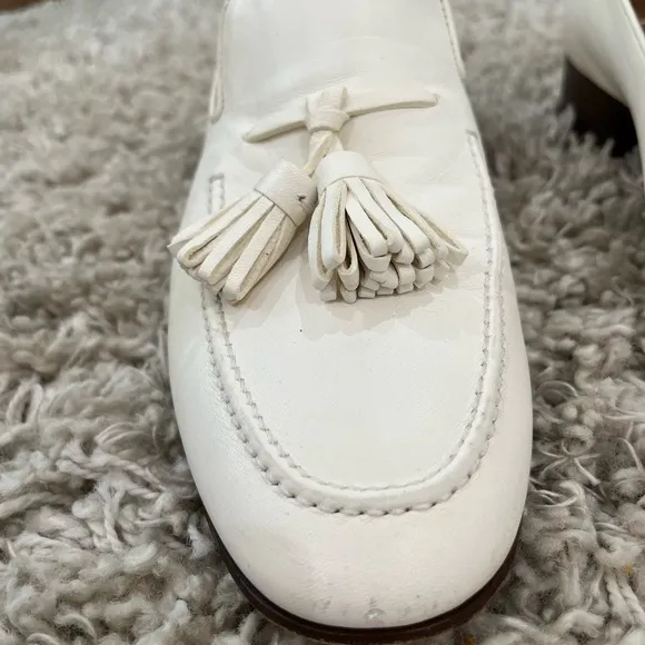 Loewe Women’s White Leather Tassel Loafers Flats Sz 10 - Retail $1000