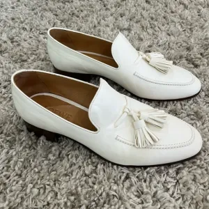 Loewe Women’s White Leather Tassel Loafers Flats Sz 10 - Retail $1000