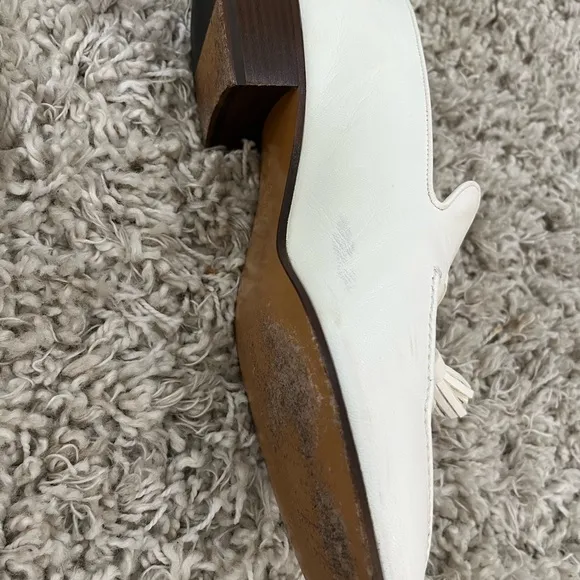 Loewe Women’s White Leather Tassel Loafers Flats Sz 10 - Retail $1000