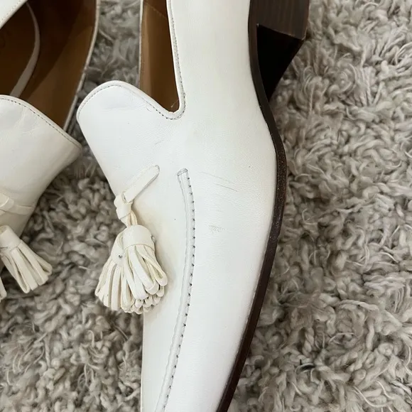 Loewe Women’s White Leather Tassel Loafers Flats Sz 10 - Retail $1000