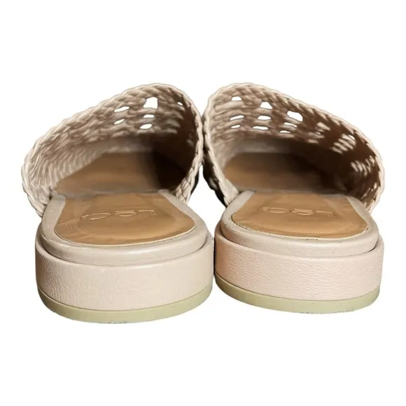 LOQ Nude Beige Tan Leather Martí Woven Macrame Slip On Slides Flats 35 / 5
