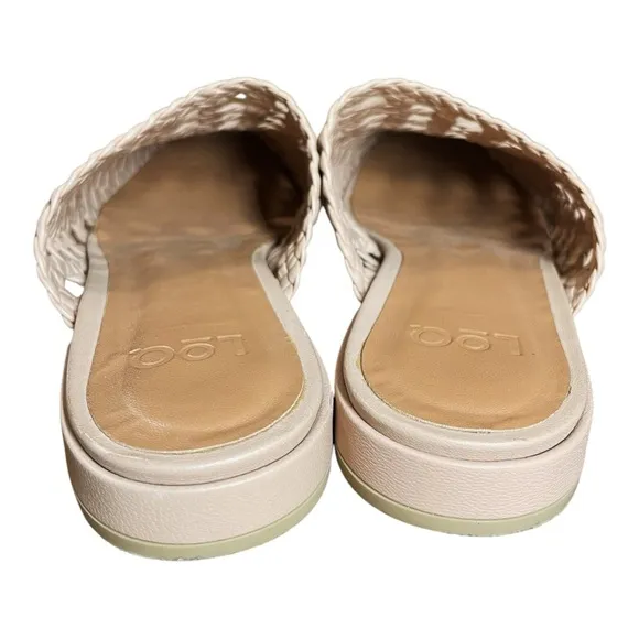 LOQ Nude Beige Tan Leather Martí Woven Macrame Slip On Slides Flats 35 / 5