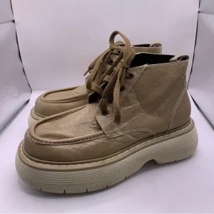 Lori’s MA’91 Women's taupe Leather Made In Italy Lace Up ankle boots 36 US 5.5-6
