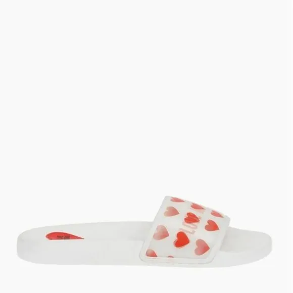 Love Moschino Holographic Heart Slide Sandals