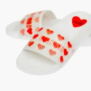 Love Moschino Holographic Heart Slide Sandals