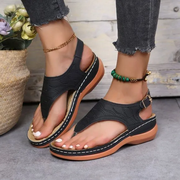 Low-Wedge Women Orthopedic Sandals Casual Flat Shoes Flip Flops Ladies Anti-Slip