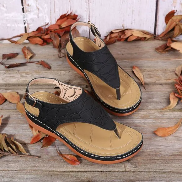 Low-Wedge Women Orthopedic Sandals Casual Flat Shoes Flip Flops Ladies Anti-Slip