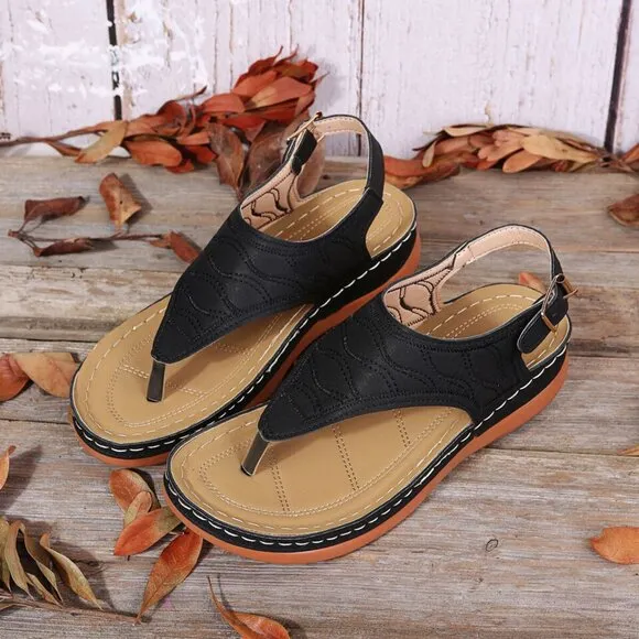 Low-Wedge Women Orthopedic Sandals Casual Flat Shoes Flip Flops Ladies Anti-Slip