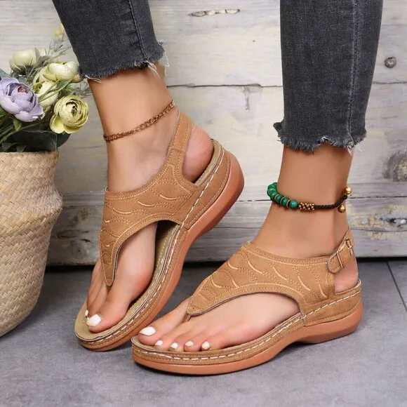 Low-Wedge Women Orthopedic Sandals Casual Flat Shoes Flip Flops Ladies Anti-Slip