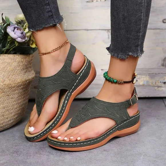 Low-Wedge Women Orthopedic Sandals Casual Flat Shoes Flip Flops Ladies Anti-Slip