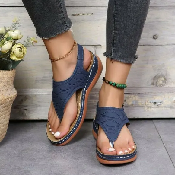 Low-Wedge Women Orthopedic Sandals Casual Flat Shoes Flip Flops Ladies Anti-Slip