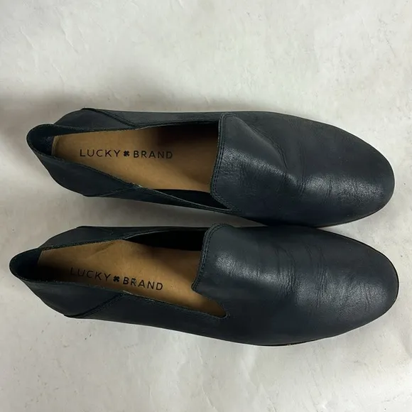 Lucky Brand Womens Cahill Flats Loafers Slip On Black Leather