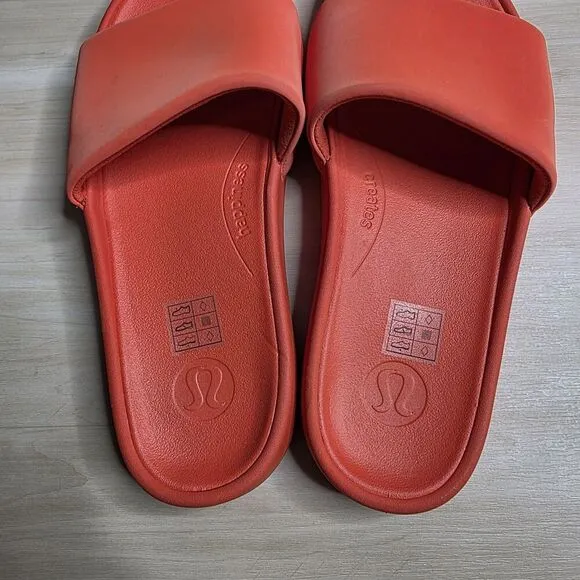 Lululemon Restfeel Slide Red Solid Casual Slides Gym Women's Size 9