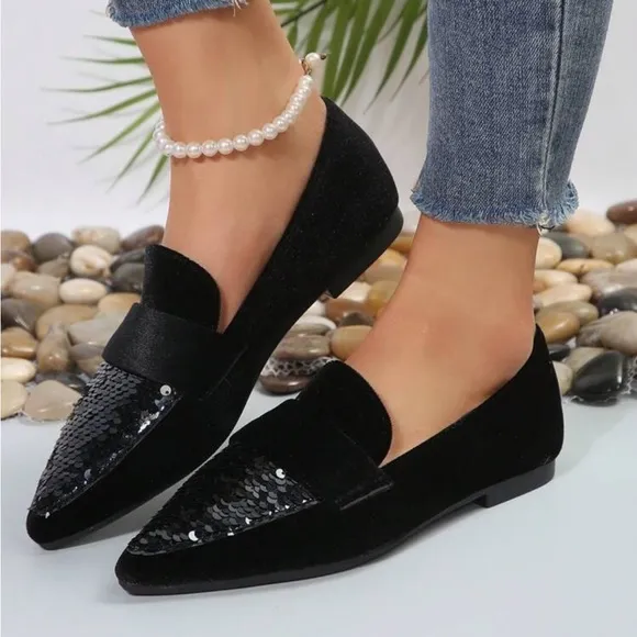 Luxe sequins loafers flats