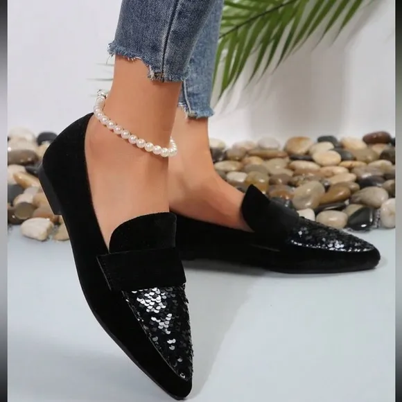 Luxe sequins loafers flats