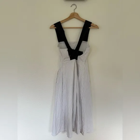 Luxmii Gessato Midi Dress White Pinstripe