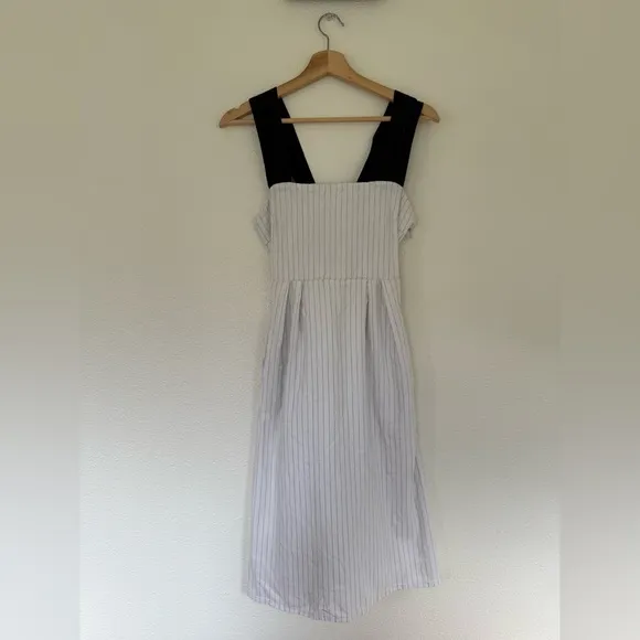Luxmii Gessato Midi Dress White Pinstripe