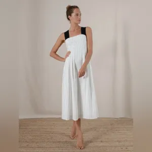Luxmii Gessato Midi Dress White Pinstripe