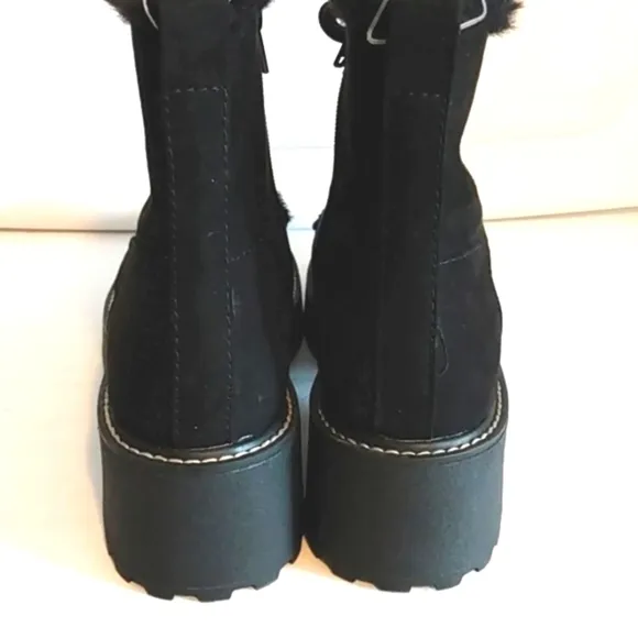 MADDEN GIRL CARRA MOTO BOOTS BLACK FUR LINED LACE UP COMBAT BOOTS SIZE 8.5 NWT