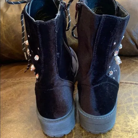 Madden Girl Size 10 lace up pearl and rhinestone boots