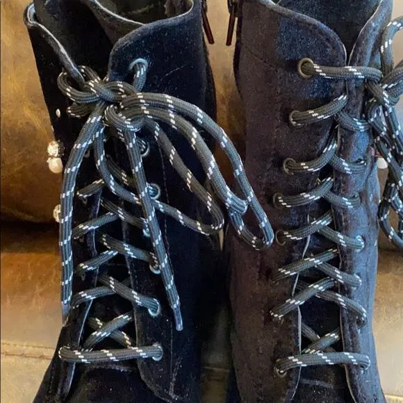 Madden Girl Size 10 lace up pearl and rhinestone boots