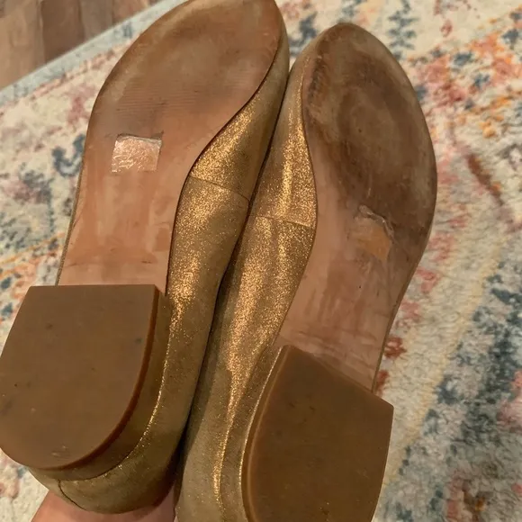 Madewell Leia Metallic Gold Shimmer Rounded Toe Ballet Flats Size 9.5 Used
