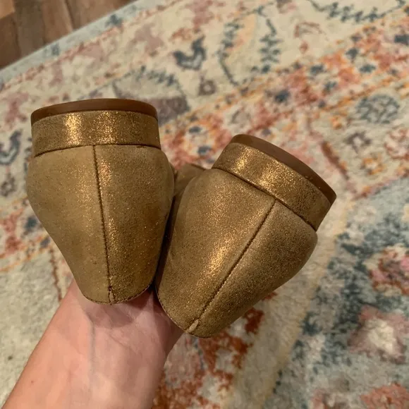 Madewell Leia Metallic Gold Shimmer Rounded Toe Ballet Flats Size 9.5 Used
