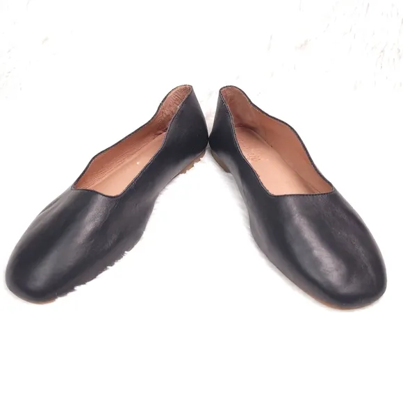 Madewell The Cory Flat in Leather True Black 9.5 AE218