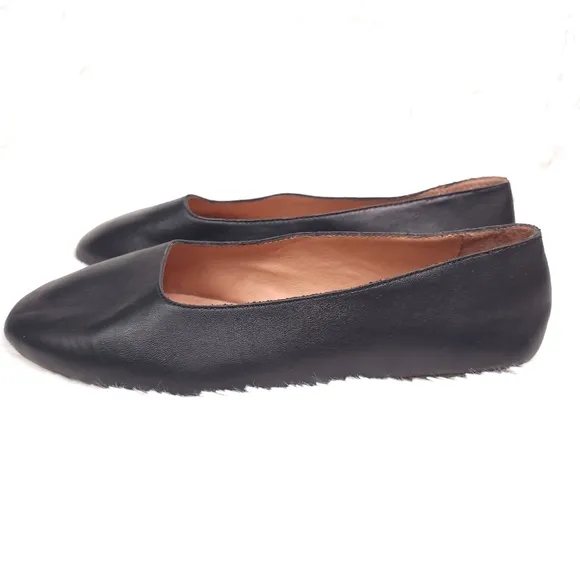 Madewell The Cory Flat in Leather True Black 9.5 AE218