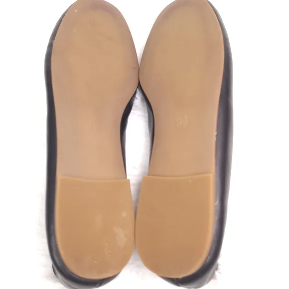 Madewell The Cory Flat in Leather True Black 9.5 AE218