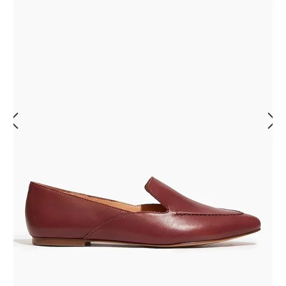 Madewell The Frances Skimmer Loafers - Maroon Leather Pointed Toe, Size 8.5