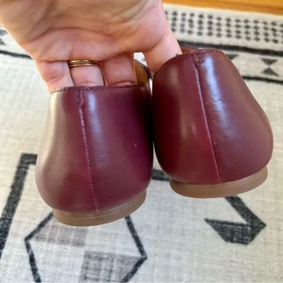 Madewell The Frances Skimmer Loafers - Maroon Leather Pointed Toe, Size 8.5