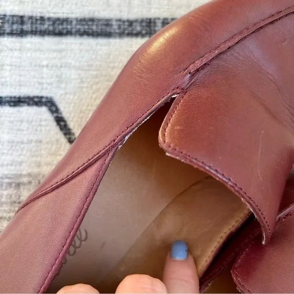 Madewell The Frances Skimmer Loafers - Maroon Leather Pointed Toe, Size 8.5