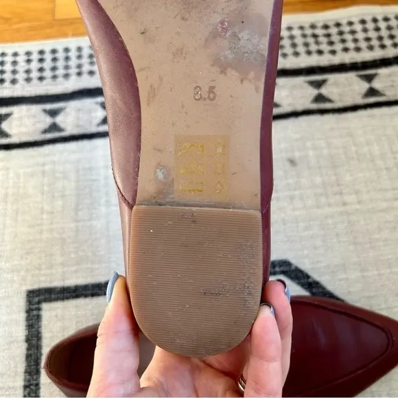 Madewell The Frances Skimmer Loafers - Maroon Leather Pointed Toe, Size 8.5