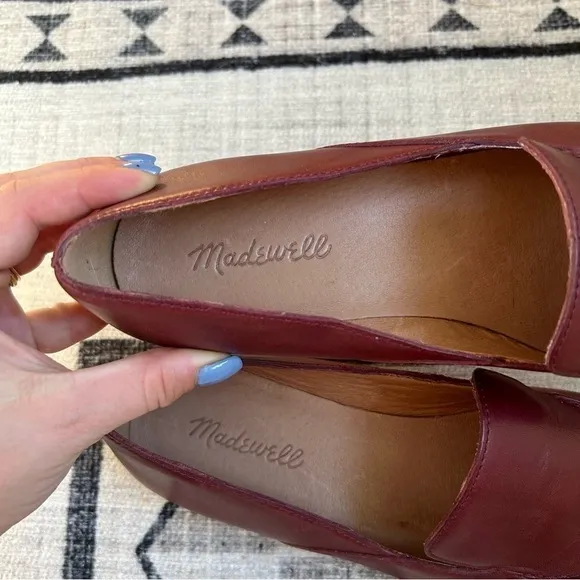 Madewell The Frances Skimmer Loafers - Maroon Leather Pointed Toe, Size 8.5