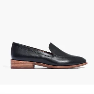 Madewell The Frances Stylish True Black Leather Loafers with Wooden Sole Size 6