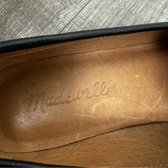 Madewell The Frances Stylish True Black Leather Loafers with Wooden Sole Size 6