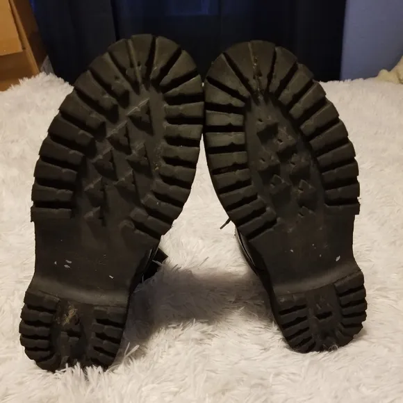 Madewell The Rayna Lace-Up Boots in Leather Women's Color Black Size 7