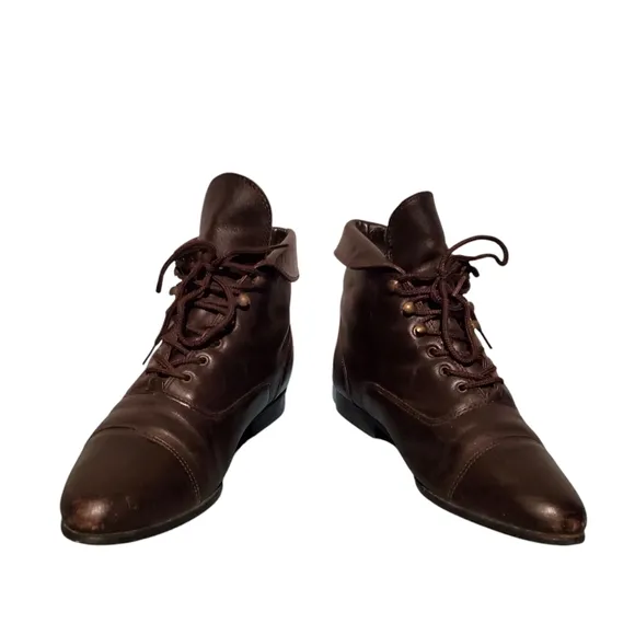 Maine Woods Brown Leather Lace-Up Ankle Booties Boots Women's Size 7.5M