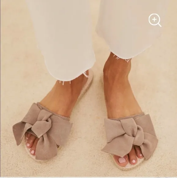 Manebi teal suede bow slide sandals size 37