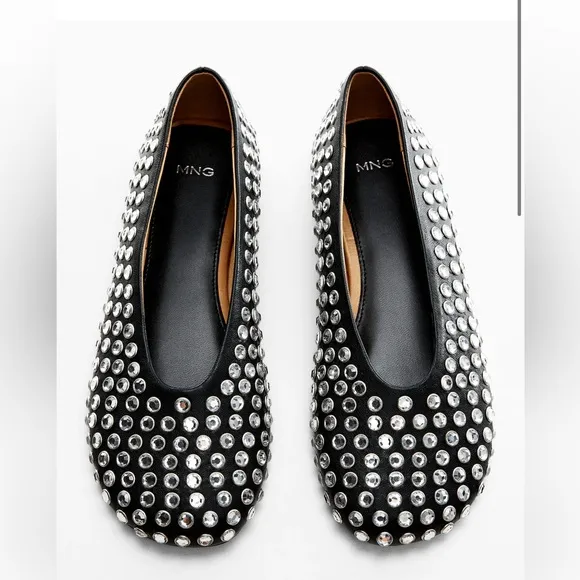 MANGO RHINESTONE STUDED BALLERINA FLATS, sz 39, BRAND NEW