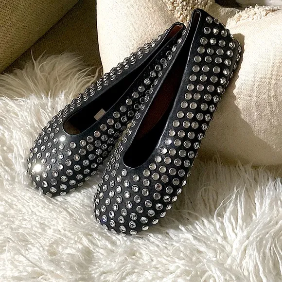 MANGO RHINESTONE STUDED BALLERINA FLATS, sz 39, BRAND NEW