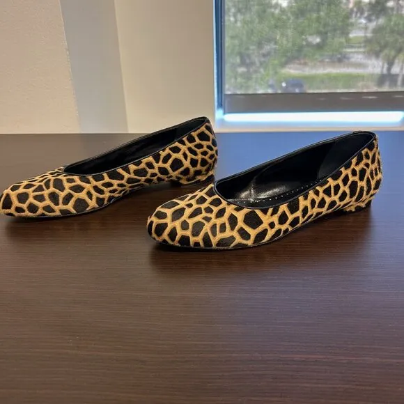 Manolo Blahnik Magergapla flats.  Pony hair animal print.  Size 39.  Worn once