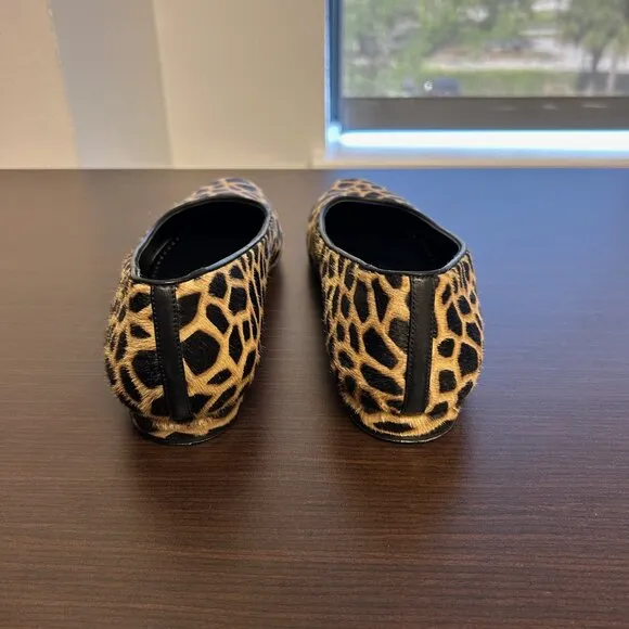 Manolo Blahnik Magergapla flats.  Pony hair animal print.  Size 39.  Worn once