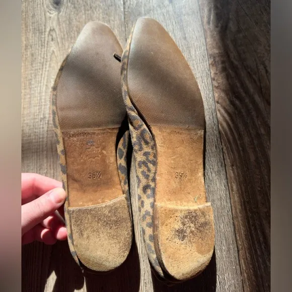 Manolo Blahnik Veralli Bow Animal Print Leopard Suede Ballet Flats Size 36.5