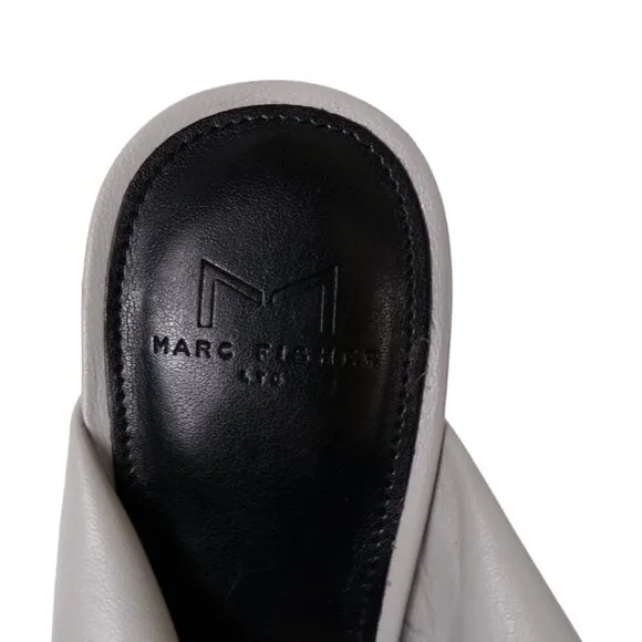 Marc Fisher NWOB Dellian Heeled Slide Sandals Size 8.5 Gray Leather #1130