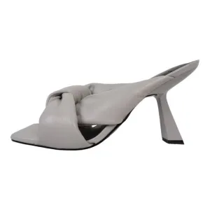 Marc Fisher NWOB Dellian Heeled Slide Sandals Size 8.5 Gray Leather #1130