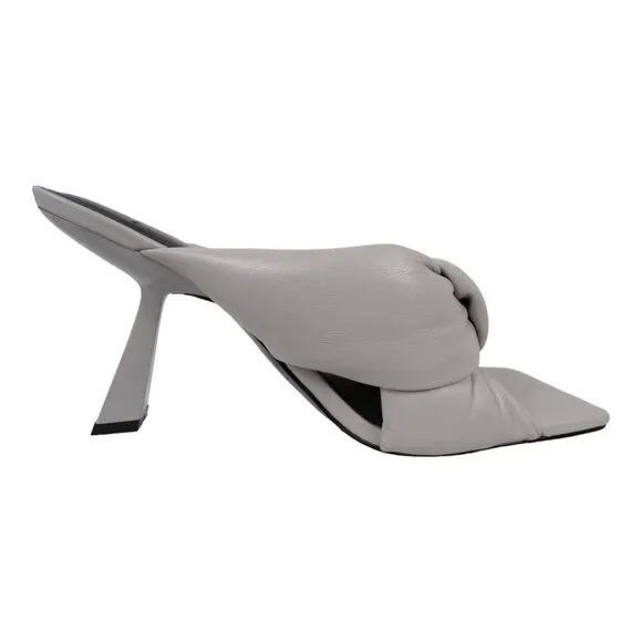 Marc Fisher NWOB Dellian Heeled Slide Sandals Size 8.5 Gray Leather #1130
