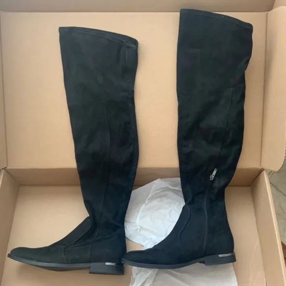 Marc Fisher Womans Renn Faux Suede Tall Over-The-Knee Boots low Heel Round Toe 8
